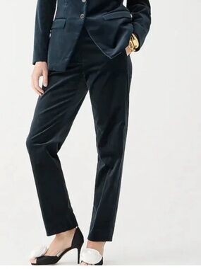 Velvet black J Crew Kate trousers. Classic straight leg style. Size 12 tall.
